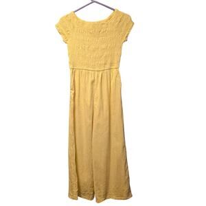 Abercrombie Kids yellow linen blend smocked top jumpsuit size 11/12